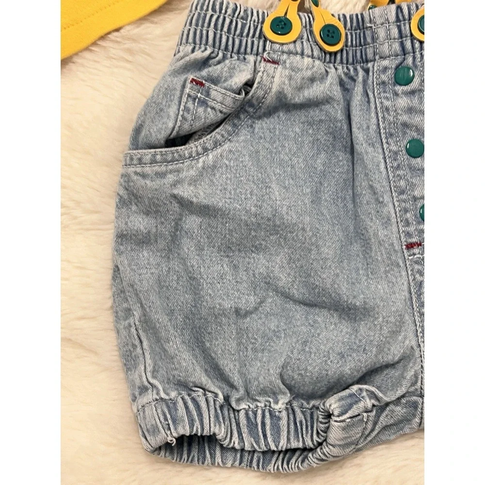 Gymboree Rainbow Tag Suspender Bubble shorts Overalls Color Block Set Fish